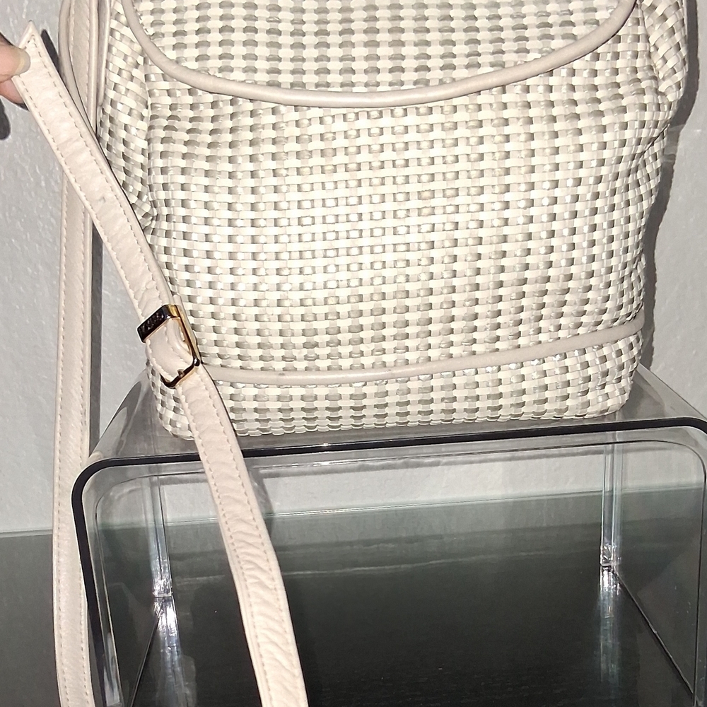 GANSON Chic Cream and Gray  Woven Women's Backpack - Picture 6 of 16